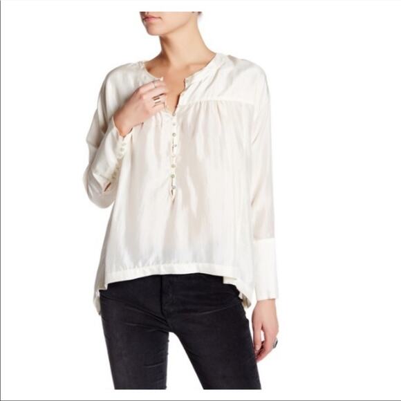 Free People NWT XS Live to Tell silk cream poet blouse - Picture 2 of 9